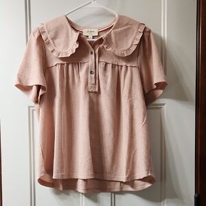 NWT Umgee Ruffle Waffle Knit Top - M